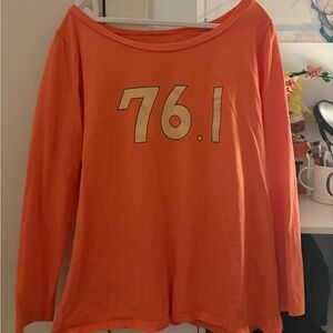 Orange Long Sleeve Shirt with 76.1 Print